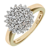 0.5ct Round Diamond Flower Cluster Ring in UK Hallmarked 9ct Yellow Gold